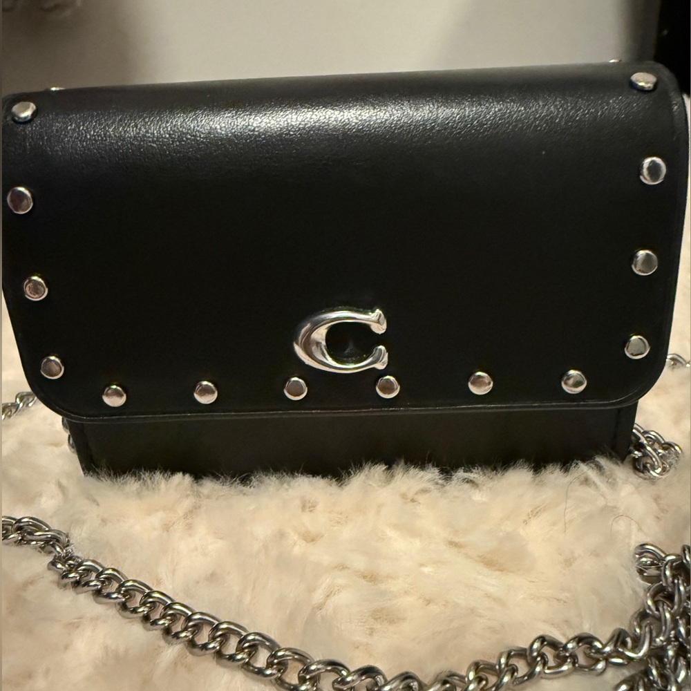 Coach Half Flap Card Case with Chain & Rivets